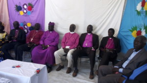 Six bishops at Emmanuel Church in Bidi Bidi Camp