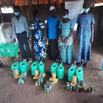 Watering cans being distributed to the new groups during Covid lockdown