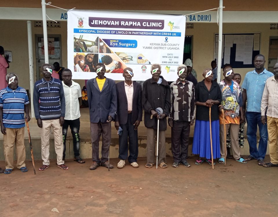 Eye surgery patients with doctors in Mijale