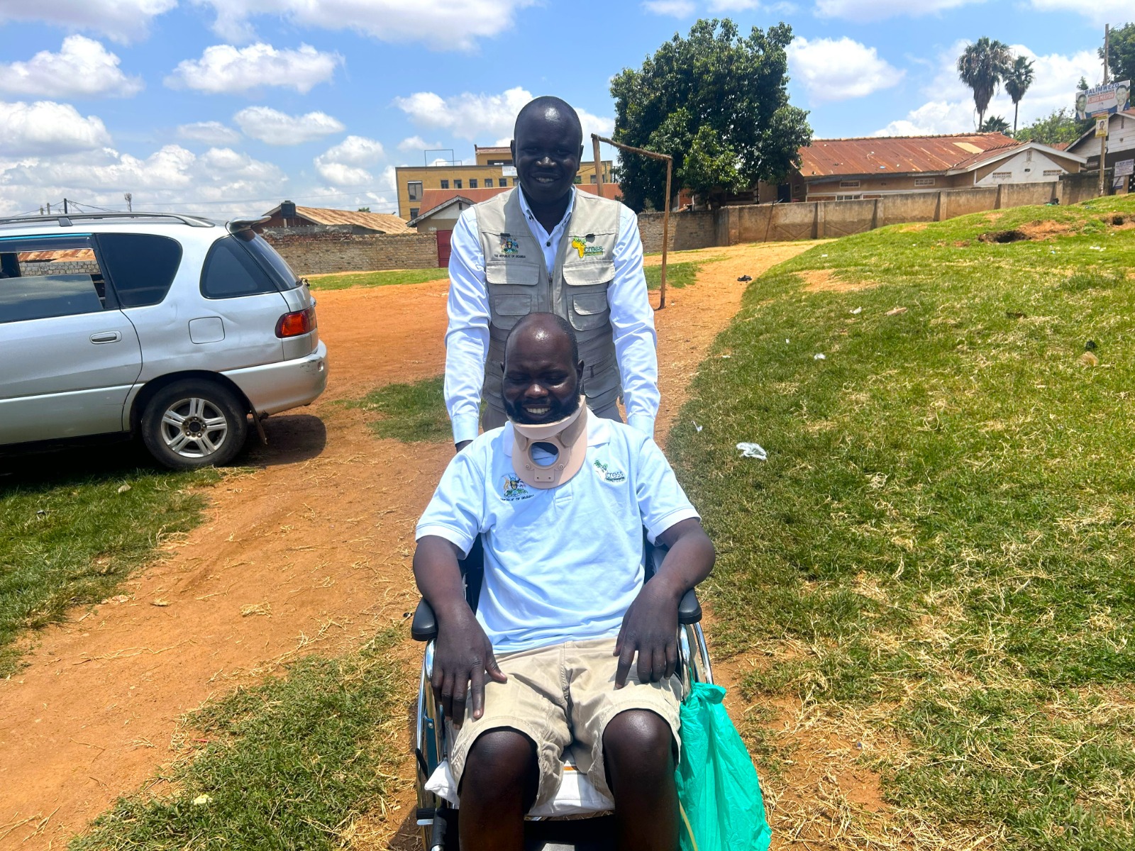 Asara and Lulu at Mulago National Referral Hospital in wheelchair purchased with CRESS donations